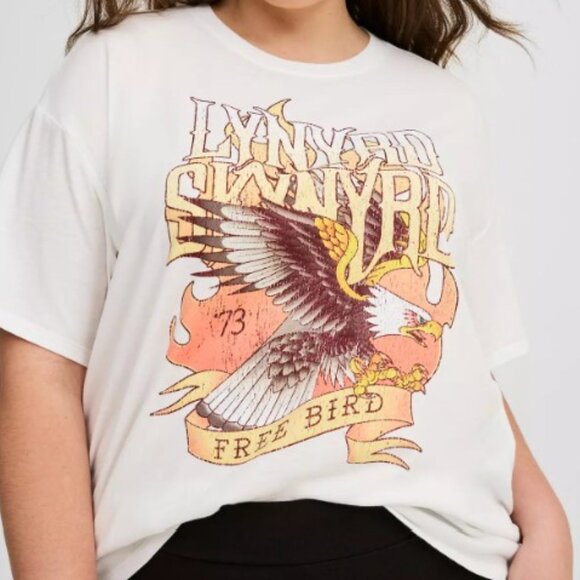 Torrid Vinyl Icons Lynyrd Skynyrd White Oversized Fit Tee 0798 - Picture 2 of 7